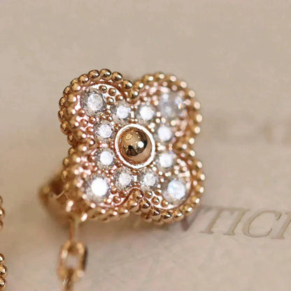 [Love More]CLOVER MEDIUM 1 MOTIFS FUll DIAMOND EARRINGS