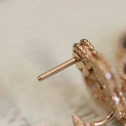 [Love More]CLOVER MEDIUM 1 MOTIFS FUll DIAMOND EARRINGS
