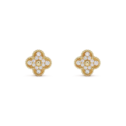[Love More]CLOVER MEDIUM 1 MOTIFS FUll DIAMOND EARRINGS