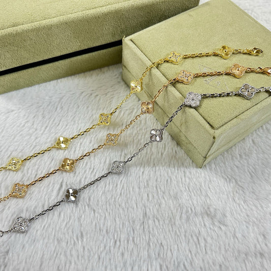 [Love More]CLOVER 6 MOTIF DIAMOND LASER BRACELET