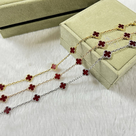 [Love More]CLOVER 6 MOTIF RED AGATE BRACELET