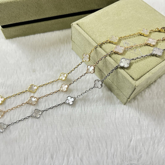 [Love More]CLOVER 6 MOTIF WHITE MOP BRACELET