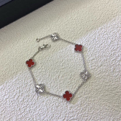 [Love More]CLOVER 6 MOTIF RED AGATE LASER BRACELET