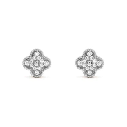 [Love More]CLOVER 1 MOTIFS DIAMOND STUD EARRINGS SILVER