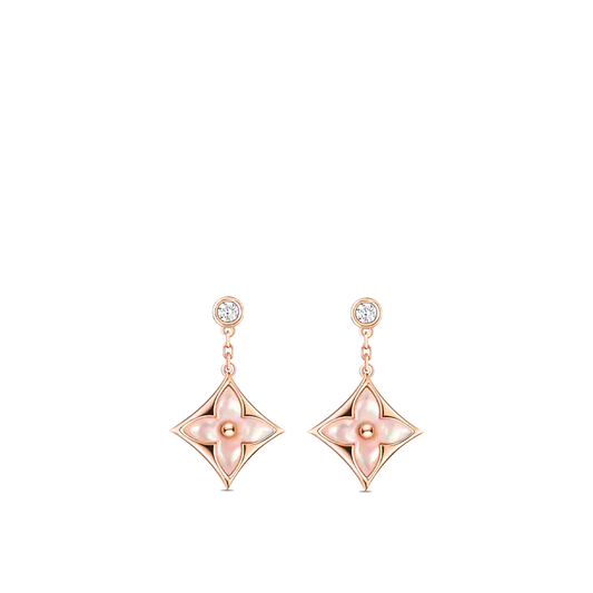 [Love More]DOUBLE STAR PINK GOLD MOP DROP EARRINGS